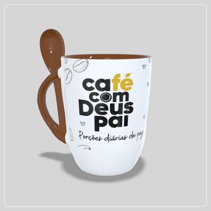 Imagem de Caneca  Café com Deus Pai com Colher Interior e Alça Colorida