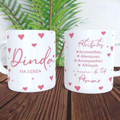 Imagem de Caneca Dinda e Dindo Personalizada Com Nome Para Presente Convite Madrinha e Padrinho De Batismo