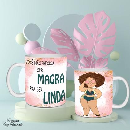 Imagem de Caneca Mulher Empoderada Plus Size Curvas Dia Das Mulheres Outubro Rosa Porcelana MEGA OFERTA!
