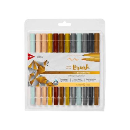 Imagem de Caneta Brush Tris Sketch Vibes Escandinavo Ponta Dupla 12 Cores