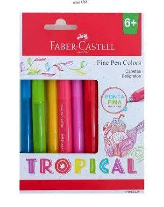 Imagem de Caneta Faber Castell Fine Pen 0.4 6 Cores Tropical FPB/ES6ZF