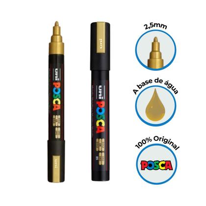 Imagem de Caneta Posca Pc-5m Ponta 2,5mm Dourada - Uniball