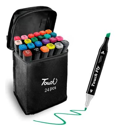 Imagem de Canetinha Triangular Ponta Dupla Hidrográfica Pote 24 Cores