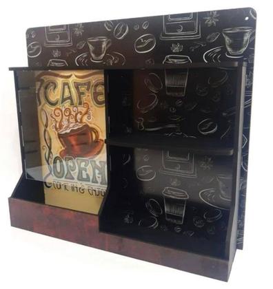 Imagem de Cantinho Do Café C/ Porta Capsulas E Xicaras C/ Visor Mdf