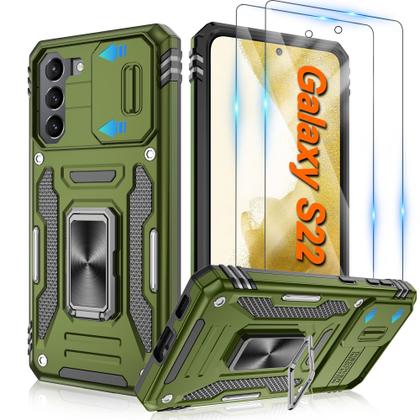 Imagem de Capa ATUMP para Galaxy S22, suporte de anel militar à prova de choque de 6,1 polegadas