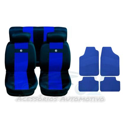 Imagem de capa banco carro em nylon azul +tapete para gol 1997