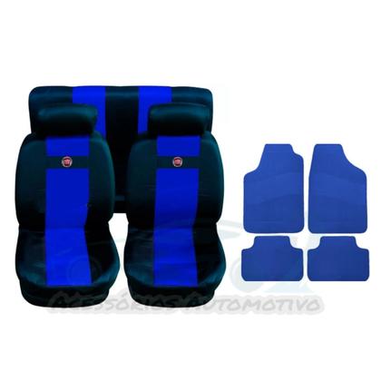 Imagem de capa banco carro em nylon azul +tapete para Palio 2011