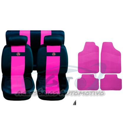 Imagem de capa banco carro em nylon rosa +tapete para uno 88