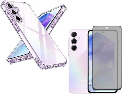 Imagem de Capa Capinha Anti Impacto + Película Privacidade 3D Compatível Com Samsung Galaxy A55 5G