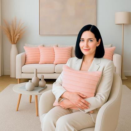 Imagem de Capa de Almofada Decorativa Para Sofá, Cama de Pelúcia Luxo Soft Wave Rose 45x45  Novadecora