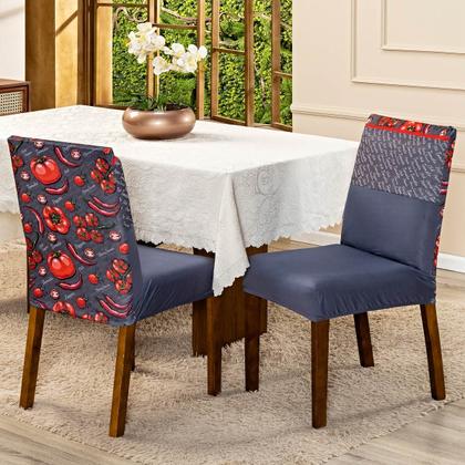 Imagem de Capa de Cadeira Jantar Avulsa Estampada Ajustável com Elástico Protetora Para Cozinha Malha Gel Helanca