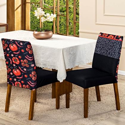 Imagem de Capa de Cadeira Jantar Avulsa Estampada Ajustável com Elástico Protetora Para Cozinha Malha Gel Helanca