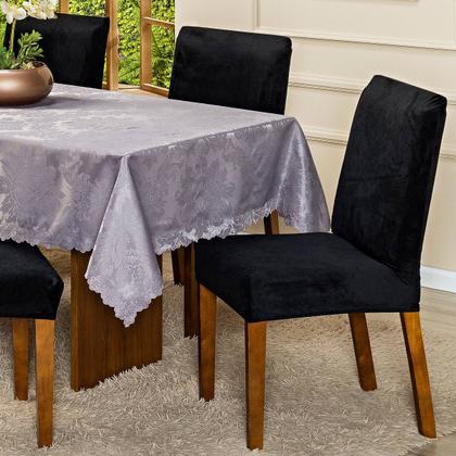 Imagem de Capa de Cadeira Jantar Avulsa Lisa Splendore Ajustável com Elástico Tecido Veludo Suede Decoração Luxo Para Cozinha Moderna Sofisticada