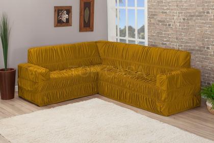 Imagem de Capa De Sofá Canto Elasticada 5 E 6 Lugares Mostarda