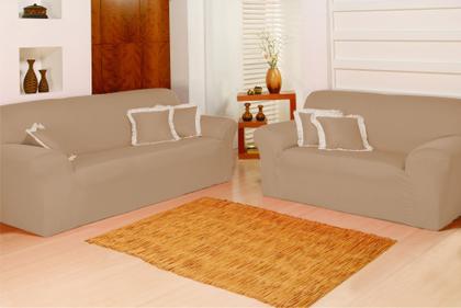 Imagem de Capa de Sofá Elasticada Coladinha Lisa ~ 2 Peças ~ 2 e 3 Lugares ~ Toque Macio