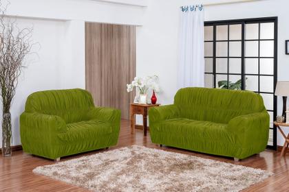 Imagem de Capa De Sofá Liso Padrão 3 E 2 Lugares Verde Envio Imediato