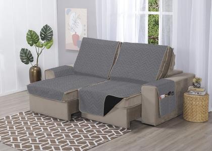 Imagem de Capa de Sofá Retrátil Protetor 4 Lugares 2,40m de Assento Dupla Face Duas Cores
