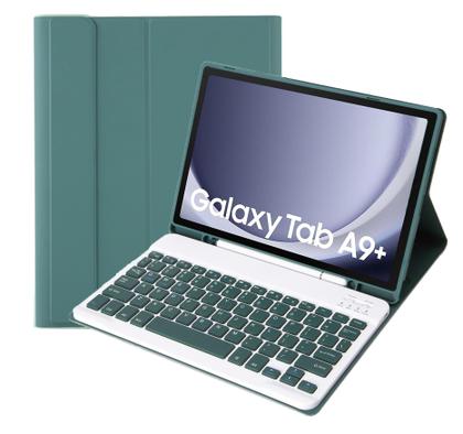 Imagem de Capa de teclado KcoxDCN Slim Candy Colors para Samsung Galaxy Tab A9 Plus 11 polegadas 2023 com porta-canetas S verde escuro