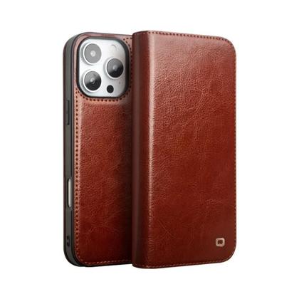 Imagem de Capa Flip de Couro Genuíno para iPhone 16 Pro Max - Com Compartimento para Cartões