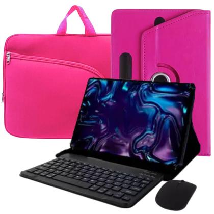 Imagem de Capa Giratória kit c Teclado Touchpad Rosa p/ Tablet 10.1 polegadas