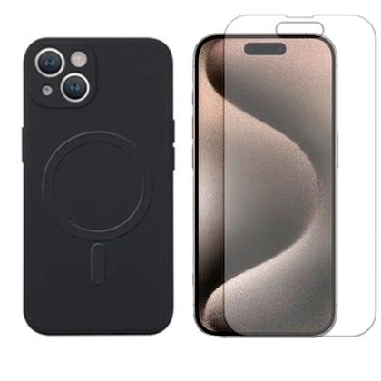 Imagem de Capa Magsafe Aveludada Compatível Com iPhone 15 Plus + Pel Hidrogel