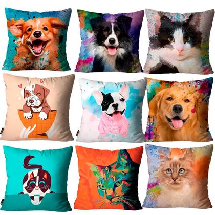 Imagem de Capa Para Almofada 45x45 Mdecore Gato Cachorro Pets
