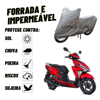 Imagem de Capa Para Cobrir Moto Honda ELITE 125 Forrada, Impermeável, Anti-U.V. - Protege do Sol, Chuva e Poeira - LOPEZCAR