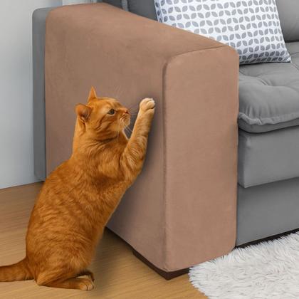 Imagem de Capa Protetora para Braço de Sofá em Suede Antiarranhões e Conforto Kit 4 Unidades Chocolate