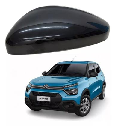 Imagem de Capa Retrovisor Citroen C3 2022 2023 2024 Lado Esquerdo Preto Perolizado Original