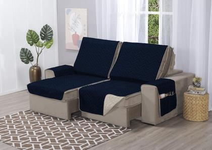 Imagem de Capa Sofá Retrátil Protetor 4 Lugares 2,40M Assento Dupla