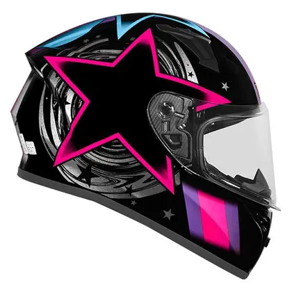Imagem de Capacete Feminino Ebf Xtroy FF 526 Cosmic Preto e Rosa Fechado Moto