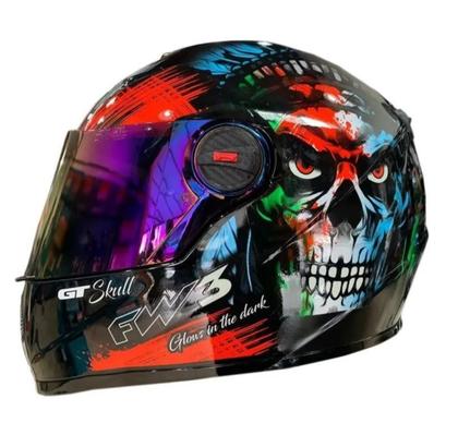 Imagem de Capacete Moto Fw3 Caveira 60 Viseira Cristal Fumê E Camaleão