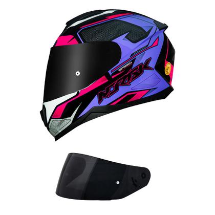 Imagem de Capacete Norisk Razor Speed Max Rosa e Roxo Mais Viseira Fumê
