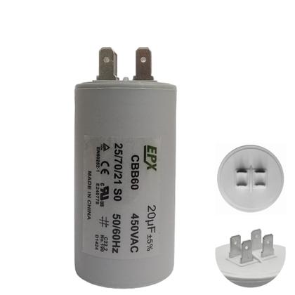 Imagem de Capacitor Permanente 20uF 440/450Vac EPX com Terminal Duplo