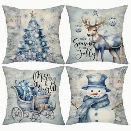 Imagem de Capas de Almofada de Natal Kit 4 Peças com Zíper  Sala Decorada