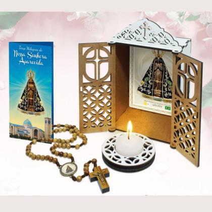 Imagem de Capela Oratório Nossa Senhora Aparecida MDF com Terço e Vela