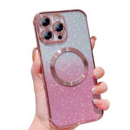 Imagem de Capinha de Iphone 13 Pro Max Glitter 2 em 1 Transparente Mag Safe NF