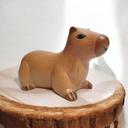 Imagem de Capivara Marrom de Ceramica Decoração Enfeite Mesa Pequena