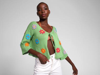 Imagem de Cardigan Vista Magalu Crochê Flores