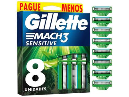 Imagem de Carga para Aparelho de Barbear para Pele Sensível Gillette Mach3 Sensitive 8 Unidades