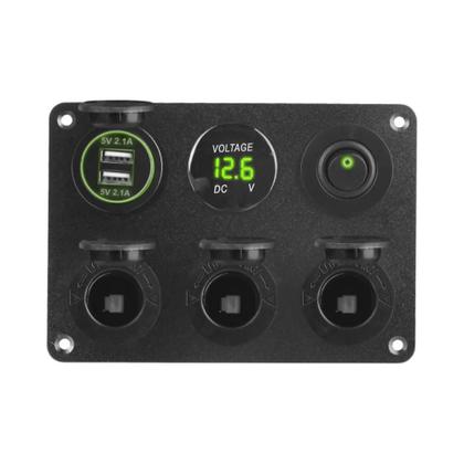 Imagem de Carregador De Carro Dual USB 12V Com Plugue De Acendedor De Cigarros, Voltmeter LED E Interruptor