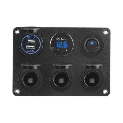 Imagem de Carregador De Carro Dual USB 12V Com Plugue De Acendedor De Cigarros, Voltmeter LED E Interruptor