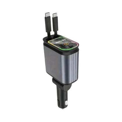 Imagem de Carregador De Carro Retrátil USB Tipo C 4 Em 1 Para IOS Android Adaptador Super Rápido Para