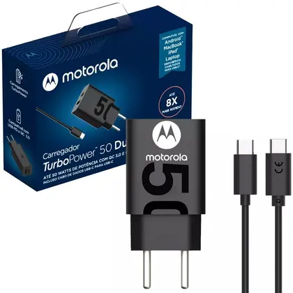 Imagem de Carregador De Parede Motorola Original Turbo Power Duplo 50w Cabo Usb-C - Motorola Edge 30 Neo, Edge 30 Fusion, Edge 30 Pro e Edge 30 Ultra, edge 40