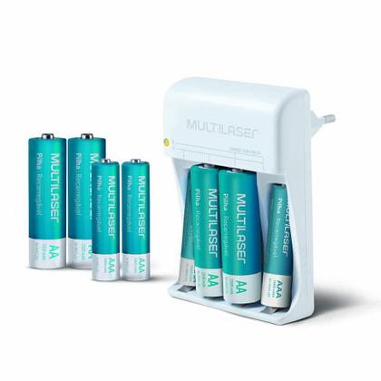 Imagem de Carregador de Pilhas Aa/Aaa + 8 Pilhas Multilaser - CB093