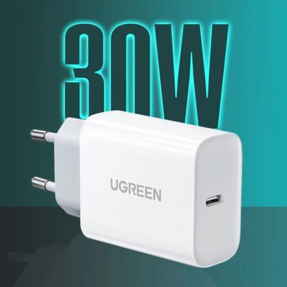 Imagem de Carregador rápido UGREEN 30W USB C suporta 25W 20W Power Delivery 3.0/2.0 e Quick Charge 4.0/3.0