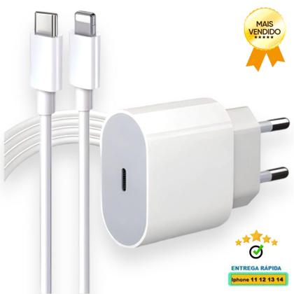 Imagem de Carregador Turbo Cabo Usb C Lightning Fonte 20W Ultra Rapido Compatível Modelo iPhon 12 13 14 Inova