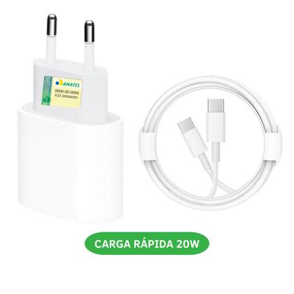 Imagem de Carregador Turbo Fonte 20w Usb-c+ Cabo Tipo-c Compatível com iphone 15 15 pro 15 plus