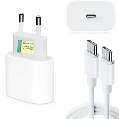 Imagem de Carregador Turbo Fonte 20w Usb-c+ Cabo Tipo-c Compatível iphone 15 15 pro 15 max