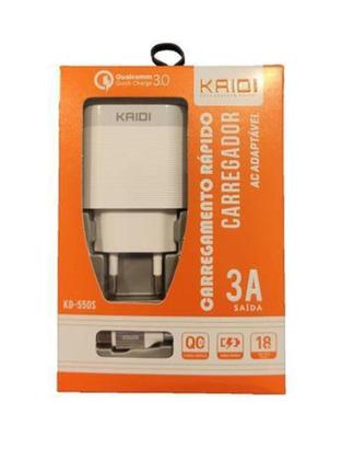 Imagem de Carregador Turbo Kaidi KD-550S QC 3.0 com cabo Micro USB V8